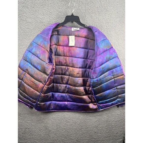 Free People Riverside Tool and Dye Major Silk Quilted Jacket 100% Silk Purple - Picture 5 of 8